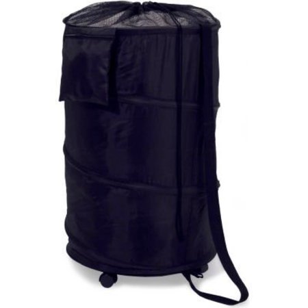 HONEY CAN DO INTERNATIONAL. Large Pop-up Laundry Hamper On Rolling Casters, Black, Nylon/Steel/Cardboard/Plastic HMP-01454